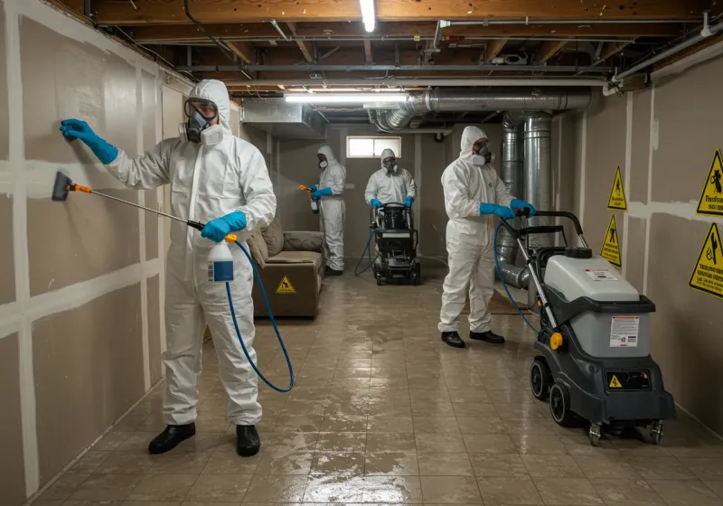 Basement Moisture Removal and Structural Drying process in Lineville, AL